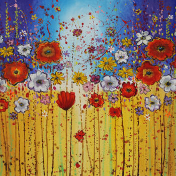 Peinture intitulée "Energy Flowers" par Maria Moretti, Œuvre d'art originale, Huile Monté sur Châssis en bois