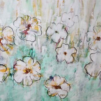 Картина под названием "Soft floral" - Maria Moretti, Подлинное произведение искусства, Масло Установлен на Деревянная рама д…