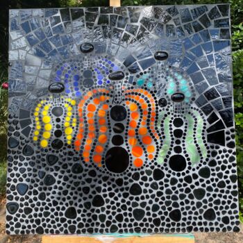 Sculpture titled "Tout comme…Yayoï" by Maria Mosaics, Original Artwork, Mosaic Mounted on Other rigid panel