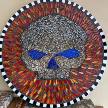 Sculpture titled "Willie" by Maria Mosaics, Original Artwork, Mosaic Mounted on Wood Panel