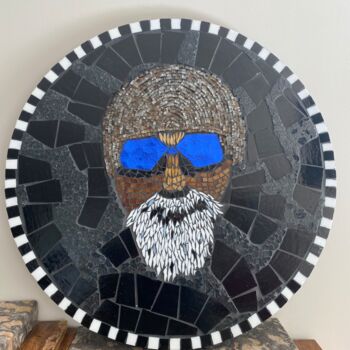 Sculpture titled "Hipster" by Maria Mosaics, Original Artwork, Mosaic Mounted on Wood Panel
