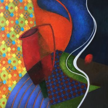 Peinture intitulée "‘«Красные кувшины»" par Mariia Mosunova Korotkina, Œuvre d'art originale, Huile