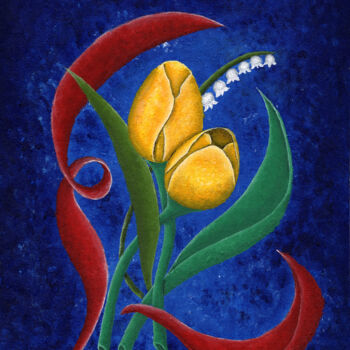 Painting titled "Tulip" by Maria Mucharska, Original Artwork, Oil