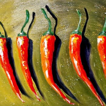 Peinture intitulée "Hot chili" par Maria Nesterova, Œuvre d'art originale, Huile