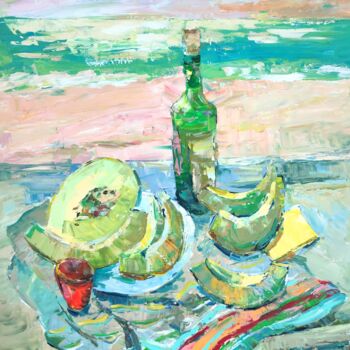 Pintura titulada "Coucher du soleil" por Maria Shevchuk, Obra de arte original, Acrílico Montado en Bastidor de camilla de m…
