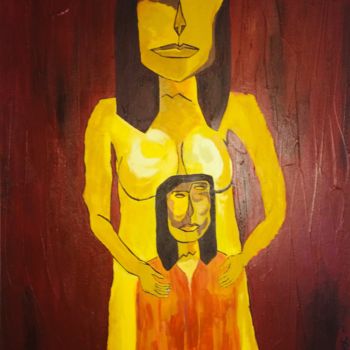 Malerei mit dem Titel "Maternidad Distopica" von Ponce Pervieux, Original-Kunstwerk, Acryl