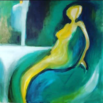 Painting titled "Waiting" by Ponce Pervieux, Original Artwork, Acrylic