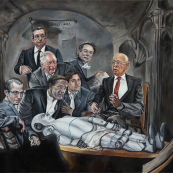 Painting titled "Anatomy lesson of D…" by Maria Petroff, Original Artwork, Oil Mounted on Wood Stretcher frame