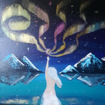 Картина под названием "Зов гор" - Мария Подлесных, Подлинное произведение искусства, Акрил Установлен на Деревянная рама для…