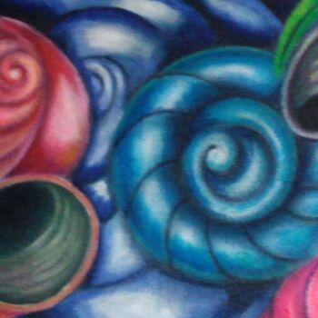 Pintura titulada "caracolas de colores" por Maria Restrepo, Obra de arte original, Oleo
