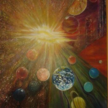 Painting titled "sunburst" by Maria Rigatou, Original Artwork, Acrylic