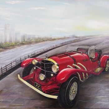 Painting titled "ΕXCALIBUR CAR" by Maria Rigatou, Original Artwork, Acrylic