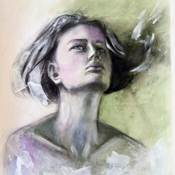 Disegno intitolato "The Wait" da Maria Romano, Opera d'arte originale, Carbone