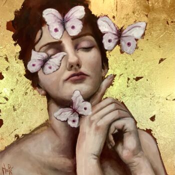 Картина под названием "Dream Butterflies" - Maria Romano, Подлинное произведение искусства, Масло Установлен на Деревянная р…