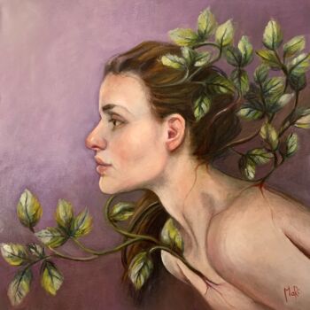 Painting titled "Mother Nature" by Maria Romano, Original Artwork, Oil Mounted on Wood Stretcher frame