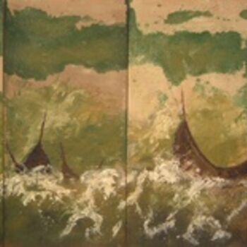 Картина под названием "Mar verde con torme…" - Maria Rosa Astorga, Подлинное произведение искусства