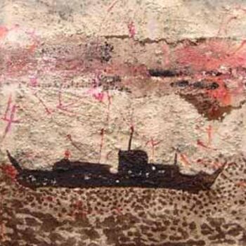 Painting titled "Barco en el horizon…" by Maria Rosa Astorga, Original Artwork