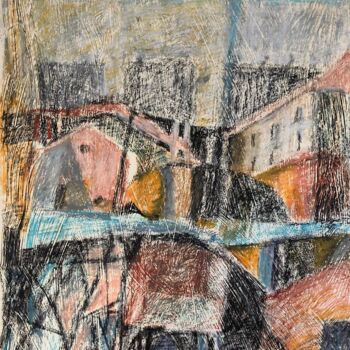 Картина под названием "Город" - Мария Рыцарева, Подлинное произведение искусства, Пастель