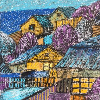 Peinture intitulée "Зимней вечер" par Mariia Rytsareva, Œuvre d'art originale, Pastel