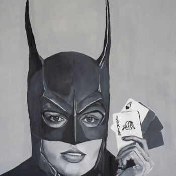 Malerei mit dem Titel "Batgirl" von Maria Saleh, Original-Kunstwerk, Acryl