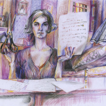 Drawing titled "Amelie's idea - ori…" by Maria Shedrina, Original Artwork, Conté
