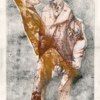 Gravures & estampes intitulée "Despondency - hand…" par Maria Shedrina, Œuvre d'art originale, Gravure