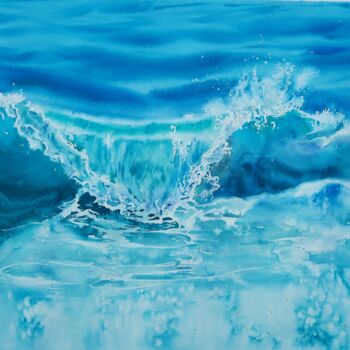 Картина под названием ""Dancing Foam" Seas…" - Maria Sin, Подлинное произведение искусства, Акварель
