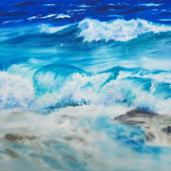 Peinture intitulée ""Ocean" Seascape or…" par Maria Sin, Œuvre d'art originale, Aquarelle