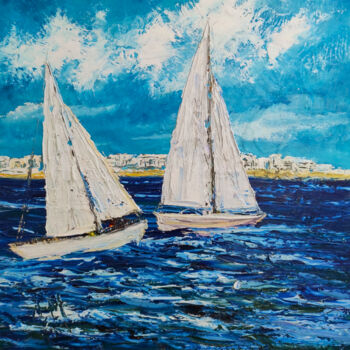 Peinture intitulée "Sailboats. Open air." par Maria Slynko, Œuvre d'art originale, Huile