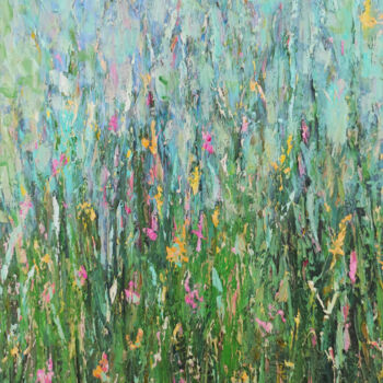 Painting titled "Delicate flowers" by Maria Slynko, Original Artwork, Oil Mounted on Wood Panel