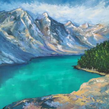 Pittura intitolato "Canada. Lake Moraine" da Maria Slynko, Opera d'arte originale, Olio Montato su Telaio per barella in leg…