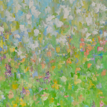 Peinture intitulée "Sunny meadow" par Maria Slynko, Œuvre d'art originale, Huile Monté sur Châssis en bois