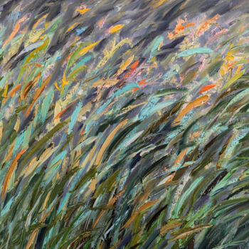 Pintura intitulada "Night meadow" por Maria Slynko, Obras de arte originais, Óleo
