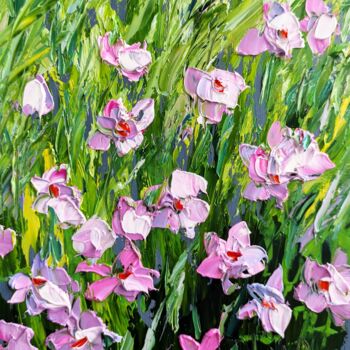 Pintura intitulada "Pretty pink flowers" por Maria Slynko, Obras de arte originais, Óleo