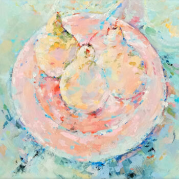 "Pears on a pink bac…" başlıklı Tablo Мария Сметанина tarafından, Orijinal sanat, Zamklı boya