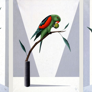 Ζωγραφική με τίτλο "Tryptych "Parrots"" από Maria Snigirevskaya, Αυθεντικά έργα τέχνης, Λάδι Τοποθετήθηκε στο Ξύλινο φορείο…