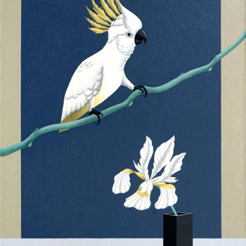 Pintura intitulada ""Cockatoo and white…" por Maria Snigirevskaya, Obras de arte originais, Óleo Montado em Armação em madei…
