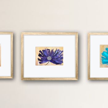 绘画 标题为“Triptych pink blue…” 由Maria Sotnikova, 原创艺术品, 油 安装在木质担架架上
