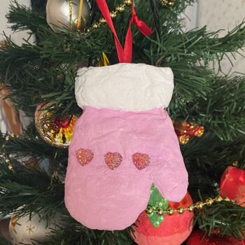 纺织艺术 标题为“Pink mitten” 由Maria Sotnikova, 原创艺术品, 布