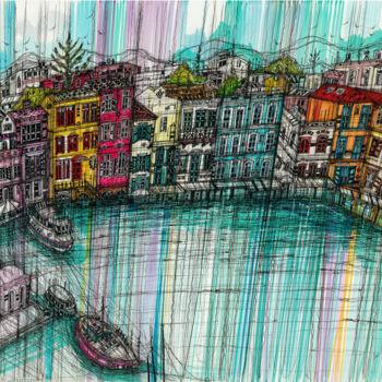 Drawing titled "Chania. Greece" by Maria Susarenko, Original Artwork, Gel pen