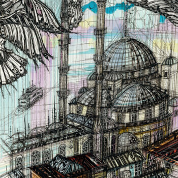 Dibujo titulada "Blue Mosque. Istanb…" por Maria Susarenko, Obra de arte original, Tinta