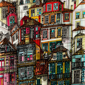 Dibujo titulada "Porto" por Maria Susarenko, Obra de arte original, Bolígrafo