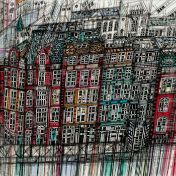 Painting titled "Amsterdam City View" by Maria Susarenko, Original Artwork, Marker