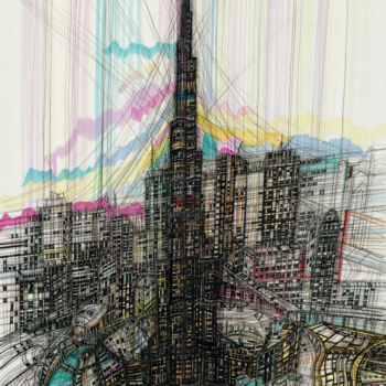 Drawing titled "Burj Khalifa. Dubai…" by Maria Susarenko, Original Artwork, Gel pen