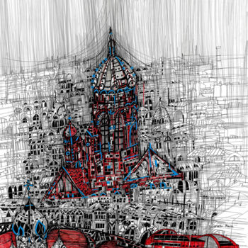 Рисунок под названием "Red River" - Maria Susarenko, Подлинное произведение искусства, Гелевая ручка