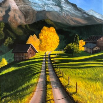 Peinture intitulée "Autumn in Grindelwa…" par Maria Syu, Œuvre d'art originale, Huile