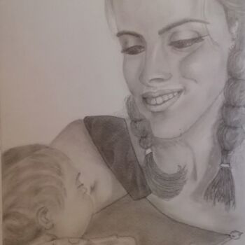 Drawing titled "Maternity" by Maria Teresa Napolitano, Original Artwork, Graphite
