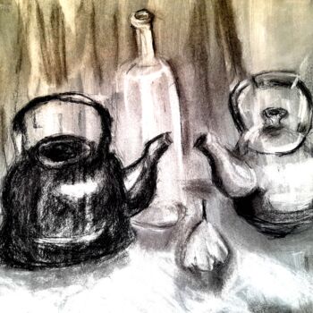Painting titled "Still life with two…" by Maria Terskikh, Original Artwork, Graphite