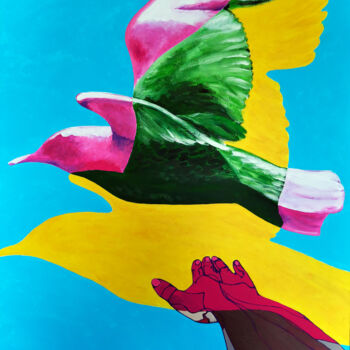 Картина под названием "Bird" - Maria&Vadim Lipovsky, Подлинное произведение искусства, Акрил