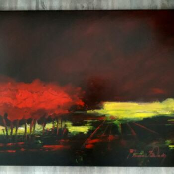 Peinture intitulée "Nuit rouge" par Maria Valverde, Œuvre d'art originale, Acrylique